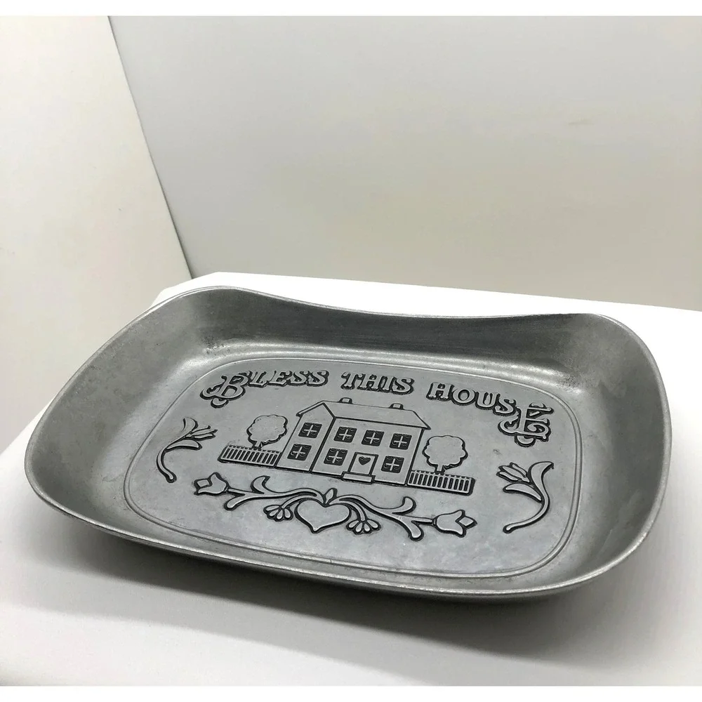Wilton Armetale Bless This House Bread Tray Pewter Style Serving Dish 601013
